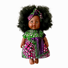 Load image into Gallery viewer, Nandi African 12 inch doll in dress - Green Purple