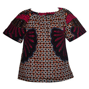 African print short sleeve top - Seashell pink