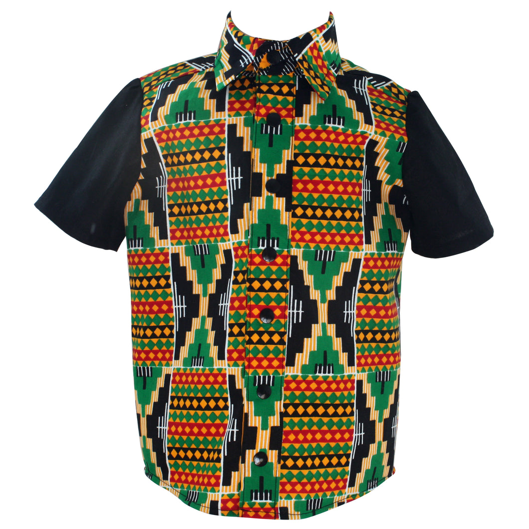 African print short sleeve shirt - Kente